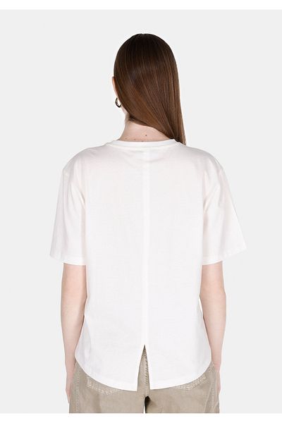 Colin's Tricou alb cu mânecă scurtă pentru femei, cu decolteu rotund, cu croială normală