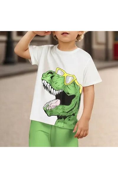 BEBEĞİME ÇORAP Tricou cu mânecă scurtă cu imprimeu de dinozaur pentru băiat
