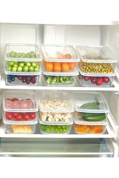 VİZYON Refrigerator Cooler Organizer 4 Pieces 1350 ml Storage Container with Lid