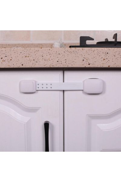Empria Set of 4 adjustable safety pins, with double locking mechanism, 22.5 x 4.2 cm, white