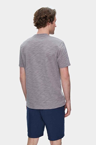 UCLA CALEB Σκούρο Γκρι Crew Neck Standard Fit Ανδρικό Tshirt με τσέπες