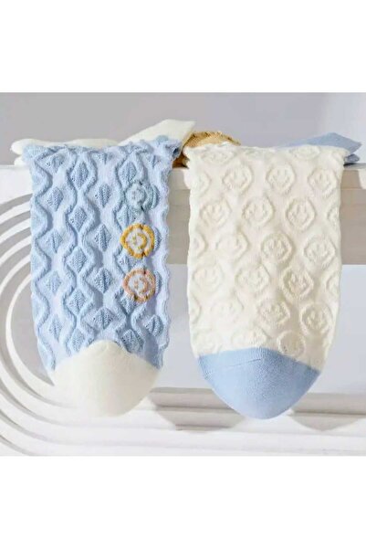 FUBA Aksesuar 5 Pairs Knitted Patterned Embossed Smiley Face Women's Socks New Model