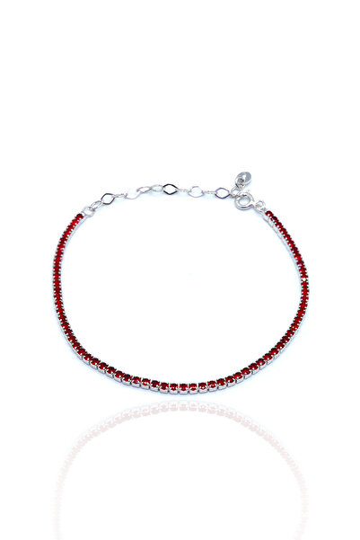 Midyat Nurtaş Gümüş Yakut Taşlı 2 mm Su Yolu Model 925 Ayar Gümüş Baget Kadın Bileklik 201024000