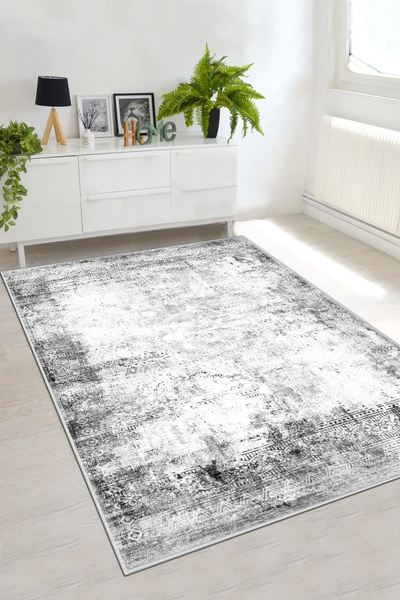 df home Salon Halısı Geometrik İskandinav Eskitmeli Dijital Baskı Yıkanabilir...