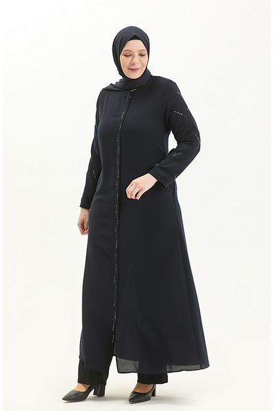 sefamerve Navy Blue Stone εμπριμέ μεγάλου μεγέθους Ferace 5045-02