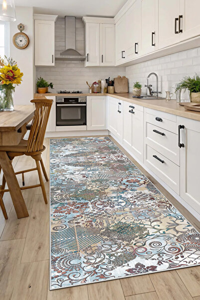 Evimle Makinede yıkanabilir kaymaz taban leke tutmaz mutfak halısı salon halı...