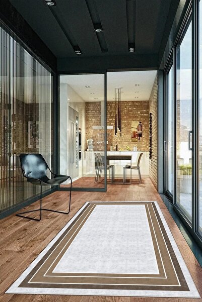 Hülya Home Salon Halısı Geometrik İskandinav Eskitmeli Dijital Baskı Yıkanabi...