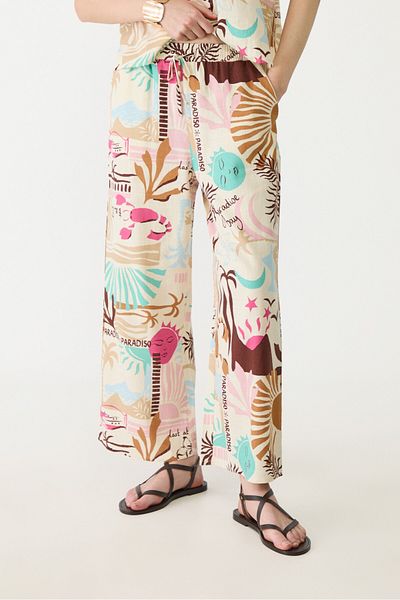 Stradivarius Flowing printed linen blend culottes