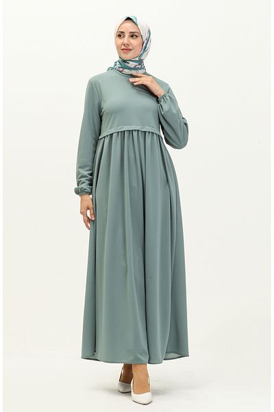 sefamerve Φόρεμα Mint Green Gathered - 0666-08