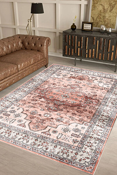 df home Salon Halısı Geometrik İskandinav Eskitmeli Dijital Baskı Yıkanabilir...