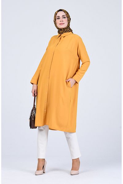 sefamerve Raglan Sleeve Tunic 6433-10 Mustard