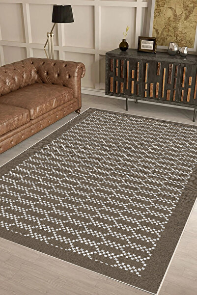 df home Salon Halısı Geometrik İskandinav Eskitmeli Dijital Baskı Yıkanabilir...