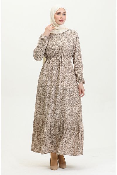 sefamerve Φόρεμα Viscose Mink - Floral Pattern, Model 81859-03