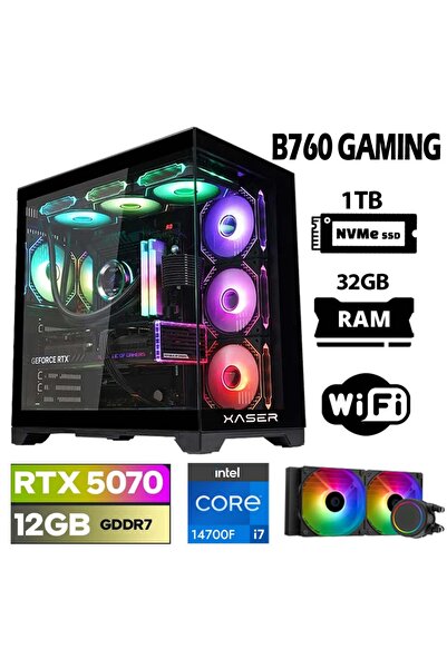 XASER Lexus x210 i7 14700F 32GB DDR5 Ram 1TB M.2 NVMe SSD 12GB RTX5070 Sıvı S...