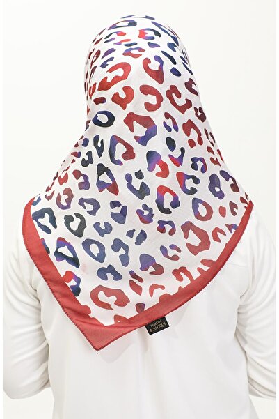 sefamerve 2057-01 Model Tile Purple Leopard Patterned Scarf