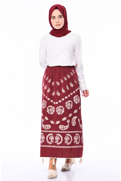 sefamerve Red Sile Cloth Pareo Skirt - 0200-04