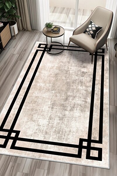 df home Salon Halısı Geometrik İskandinav Eskitmeli Dijital Baskı Yıkanabilir...