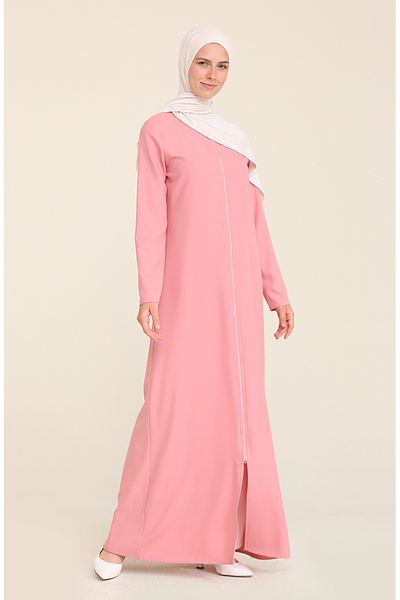 sefamerve 3317-04 Model Dusty Rose Zippered Crepe Ferace