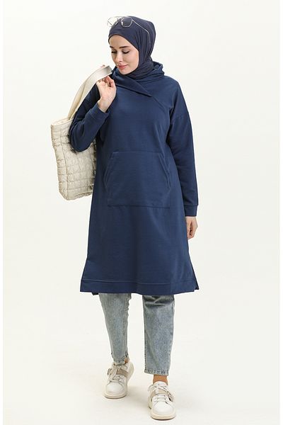 sefamerve 3032-08 Αθλητικό χιτώνα τσέπης Indigo Kangaroo