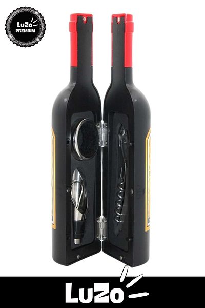 LuZo Premium Series Non-Tarnish Stainless Steel Cork Cap Wine Opener Bottle Corkscrew Set 14 X 6 cm