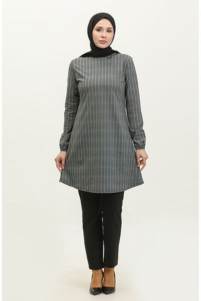 sefamerve Anthracite Seasonal Tunic with Elastic Sleeves 8688-01