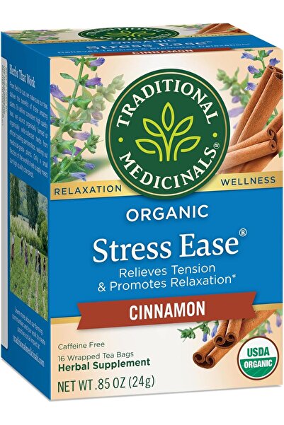 TRADITIONAL MEDICINALS شاي الأعشاب العضوي لتخفيف التوتر من شركة تراديشيونال ميديسينالز | ١٦ كيس شاي | يُخفف التوتر ويُعزز الاسترخاء