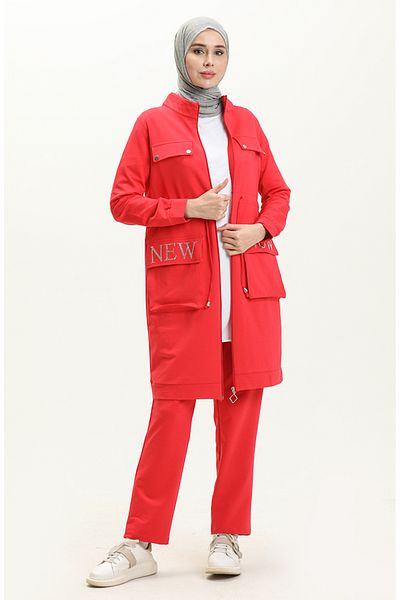 sefamerve Coral Stone Printed Tracksuit Set - 70027-02