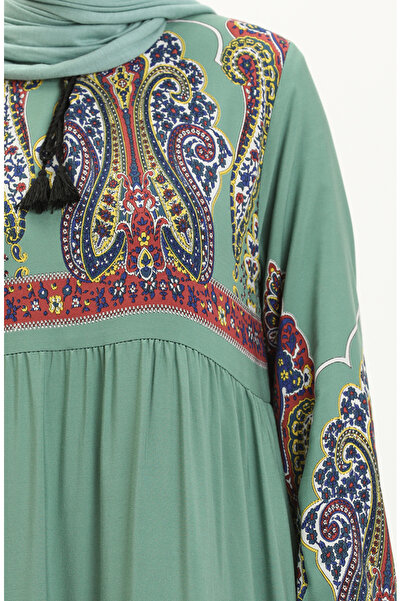 sefamerve Φόρεμα βισκόζης με πράσινο σχέδιο - 4073-02