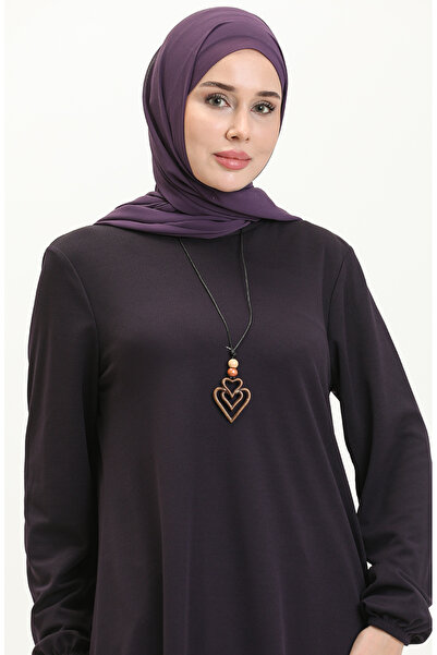 sefamerve Purple Long Necklace Tunic - 2727-08