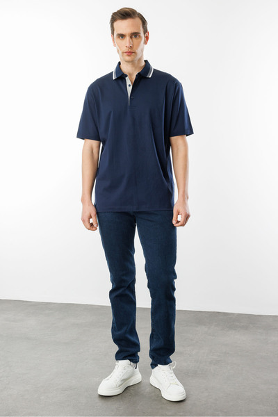 Desen Triko Men's Poloshirt Purple Mercerized T-Shirt