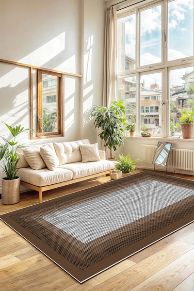 Hülya Home Salon Halısı Geometrik İskandinav Eskitmeli Dijital Baskı Yıkanabi...