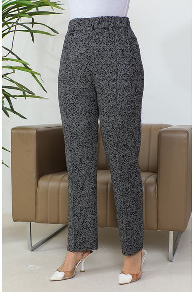 sefamerve Pantaloni cu nervuri jacquard 1037f 1037f-01 Negru