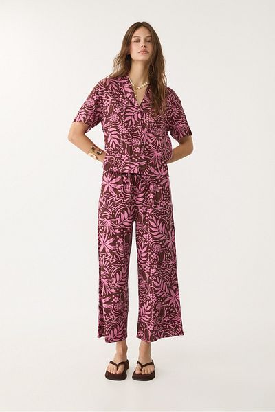 Stradivarius Flowing printed linen blend culottes