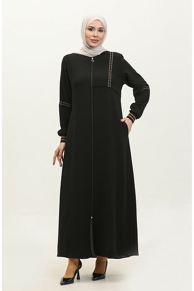 sefamerve Μαύρο μεγάλου μεγέθους Rib Zipper Ferace 5064-01