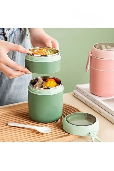 COOYA 710ml Stainless Steel Lunch Box, with Spoon, Food Heat Preservation Tank, Heat Preservation