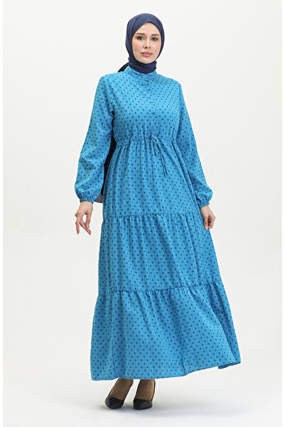 sefamerve Φόρεμα με μισά κουμπιά Indigo Print - 0387-06