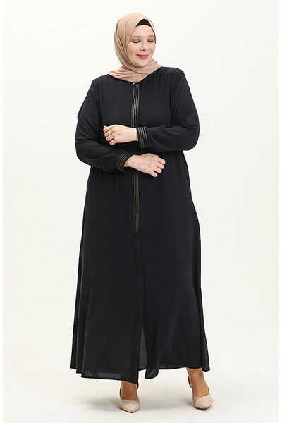 sefamerve Navy Blue Large Size Ferace - 3010-02