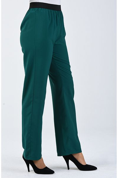 sefamerve Παντελόνι περπατήματος Emerald Green Viscose - 6434-02