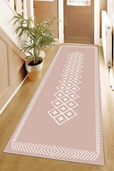 Hülya Home Yolluk Geometrik İskandinav Eskitmeli Dijital Baskı Yıkanabilir Ka...