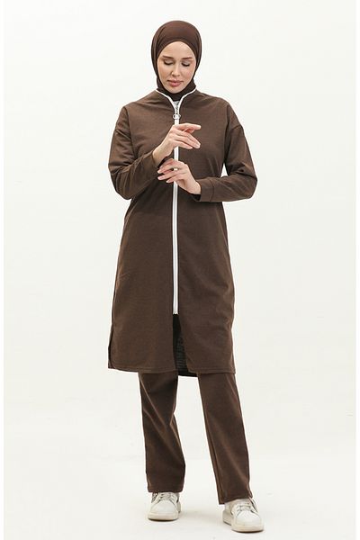 sefamerve Σετ φόρμας 3044-14 Model Brown με φερμουάρ