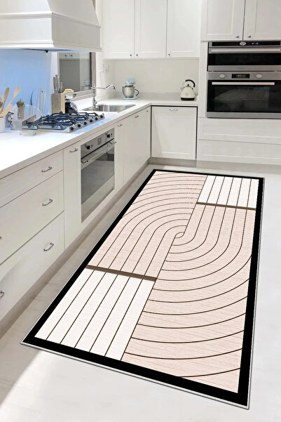 Hülya Home Mutfak Halısı Geometrik İskandinav Eskitmeli Dijital Baskı Yıkanab...