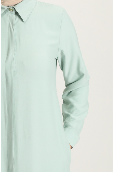 sefamerve Τοπέ βισκόζης με κρυφή πατιλέτα με τσέπες 6435-15 Mint Green