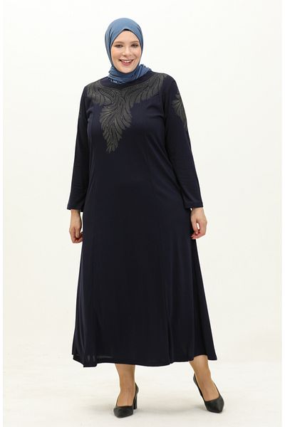 sefamerve Φόρεμα με στάμπα Navy Blue Stone - 4946-06