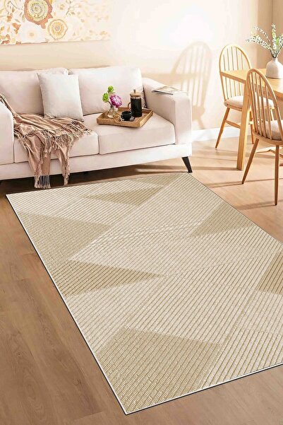 df home Salon Halısı Geometrik İskandinav Toz Tutmaz Dijital Baskı Yıkanabili...