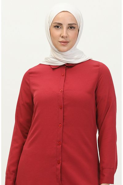 sefamerve Claret Red Tunic με κουμπιά 6111-06
