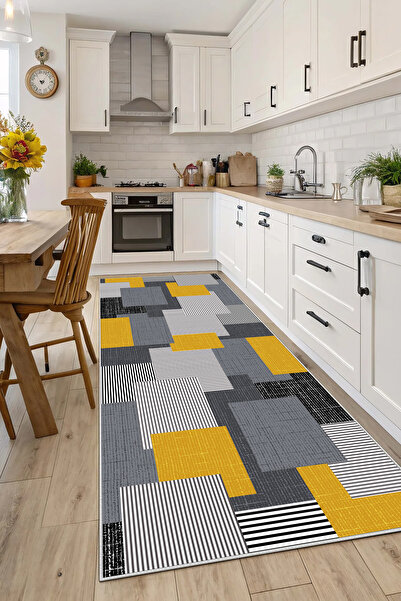 Evimle Makinede yıkanabilir kaymaz taban leke tutmaz mutfak halısı salon halı...