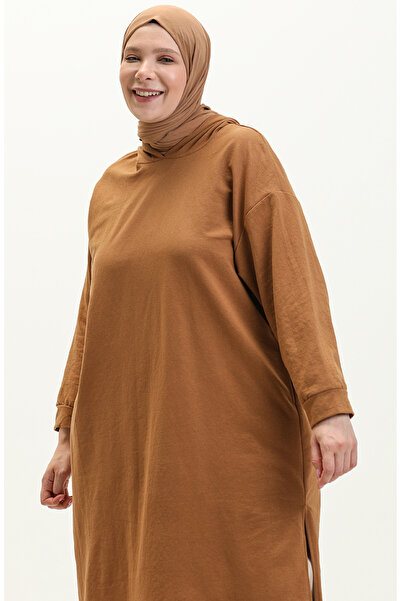 sefamerve Kapüşonlu Spor Tunik 3007-28 Taba