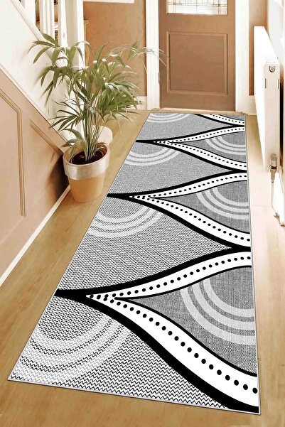 Hülya Home Runner Geometric Scandinavian Antique Digital Printing Washable Non-Slip Base 9002Yollukhulya