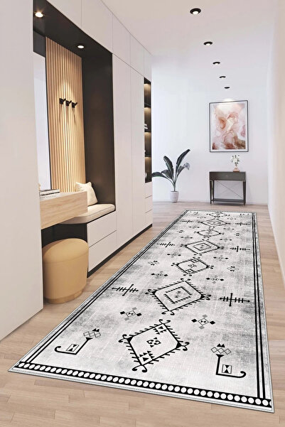 df home Kesme Yolluk Koridor Hol Antre Giriş Halısı Dijital Baskı Yıkanabilir...