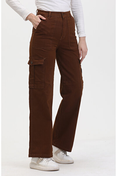 sefamerve Kargo Cep Kot Pantolon 3030-03 Kahverengi